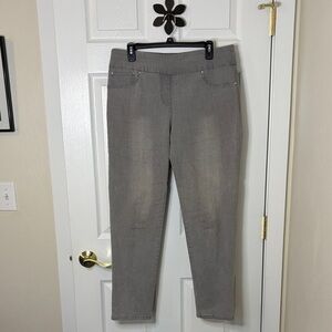 Ruby Rd. Gray Ankle Jeans High Waist Stretch Comfy Slip-On Jeans Sz 10